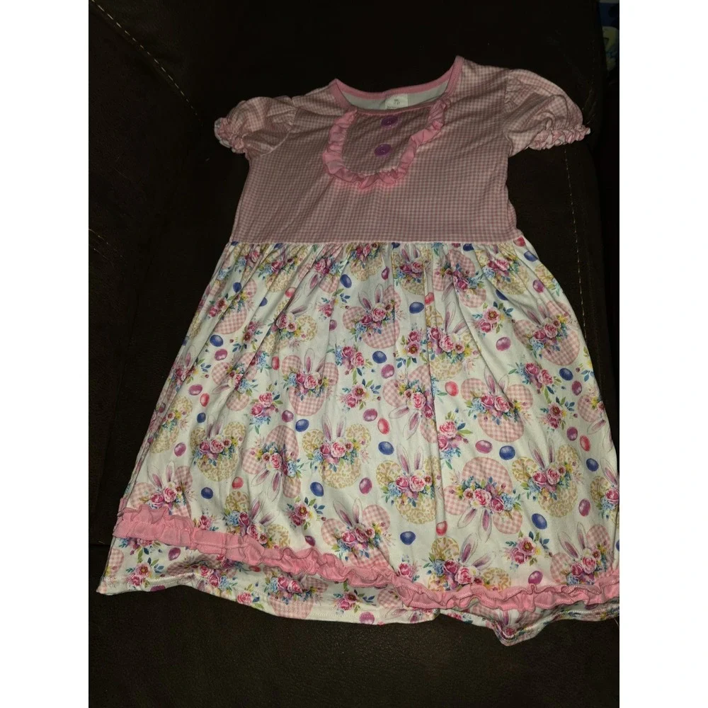 Boutique spring floral Easter‎ bunny mickey ears dress size 7 8
